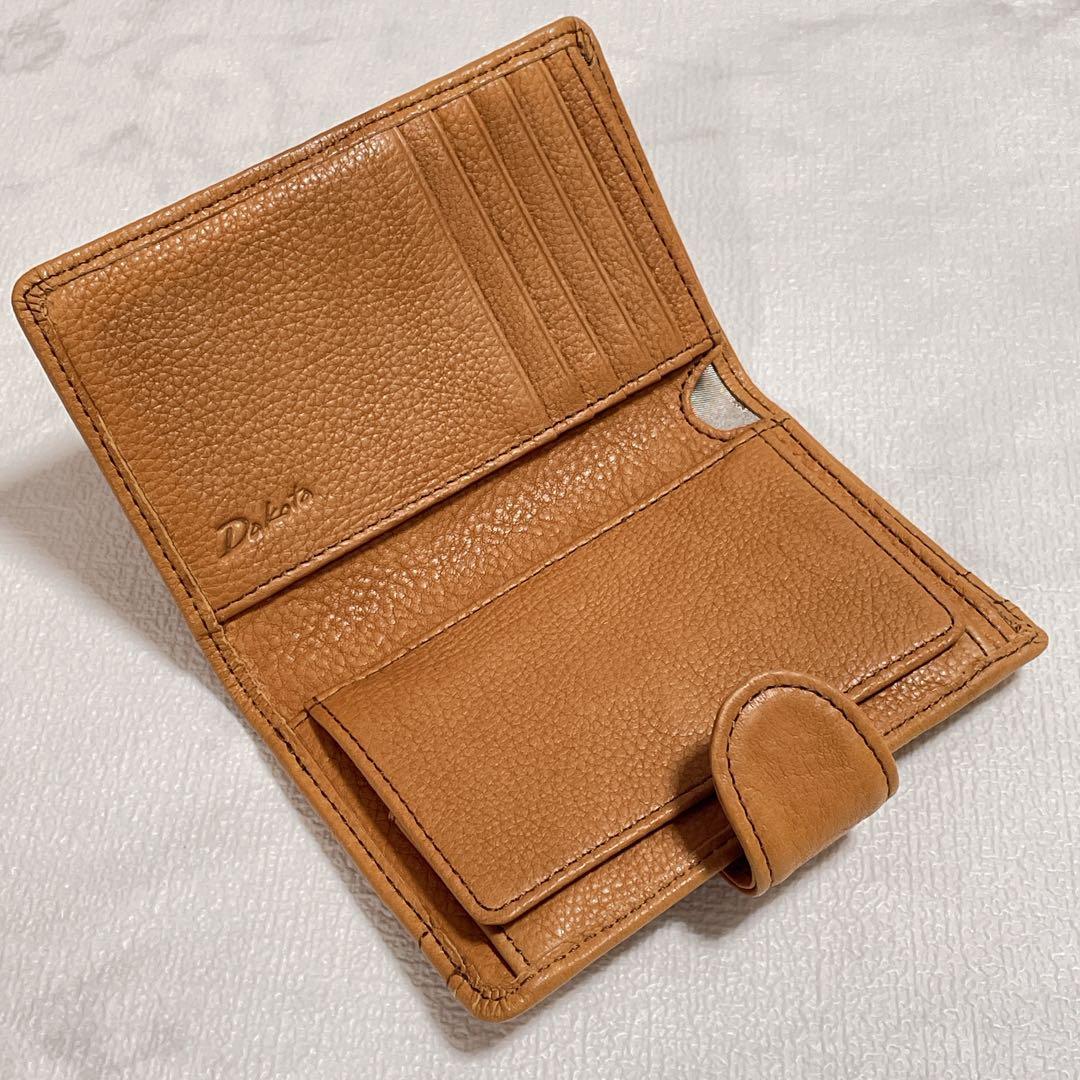 Dakota 二つ折り財布 未使用、美品✨　キャメル本革レザー