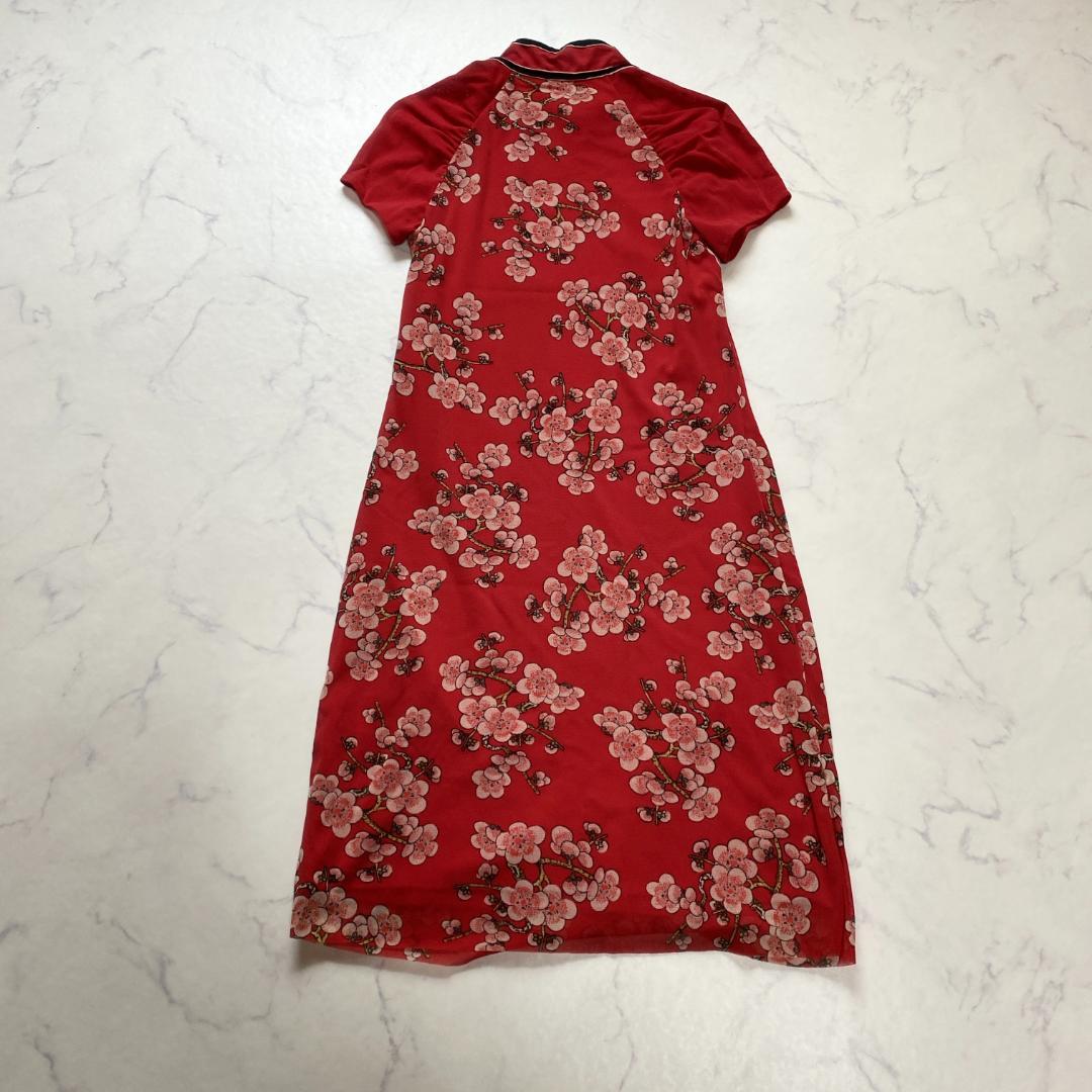 美品✨ヴィヴィアンタム 梅 花柄 パワーネット チャイナ ワンピース 0