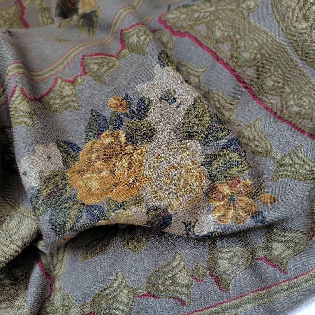ETRO 超大判ストール 花柄 グリーン系