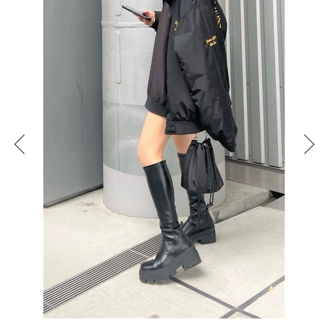 【完売品】トラックソールストレッチロングブーツ ブラック