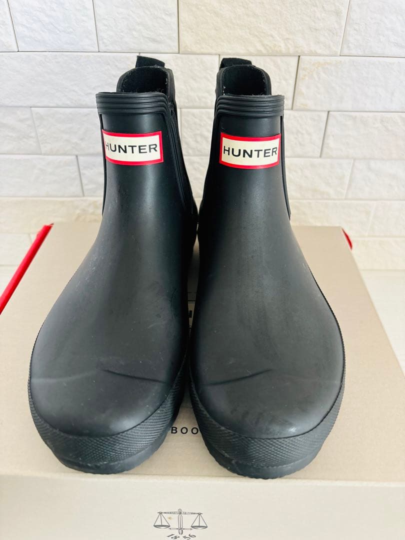 HUNTER ブラック ショートレインブーツ　24㎝