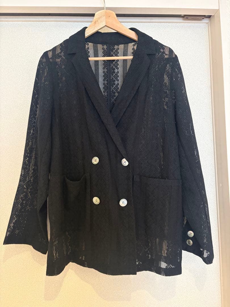 PUAL CE CIN ヴィンテージライクレースジャケット 黒