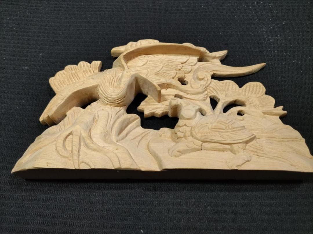 ★最終品です！【鶴亀】山車、お宮、蟇股、神輿彫刻　幅25ｃｍ（かえるまた）