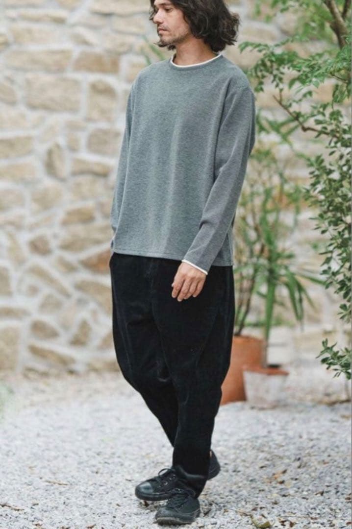 CAMBIO コーデュロイ ストレッチ テーパードパンツ L 黒