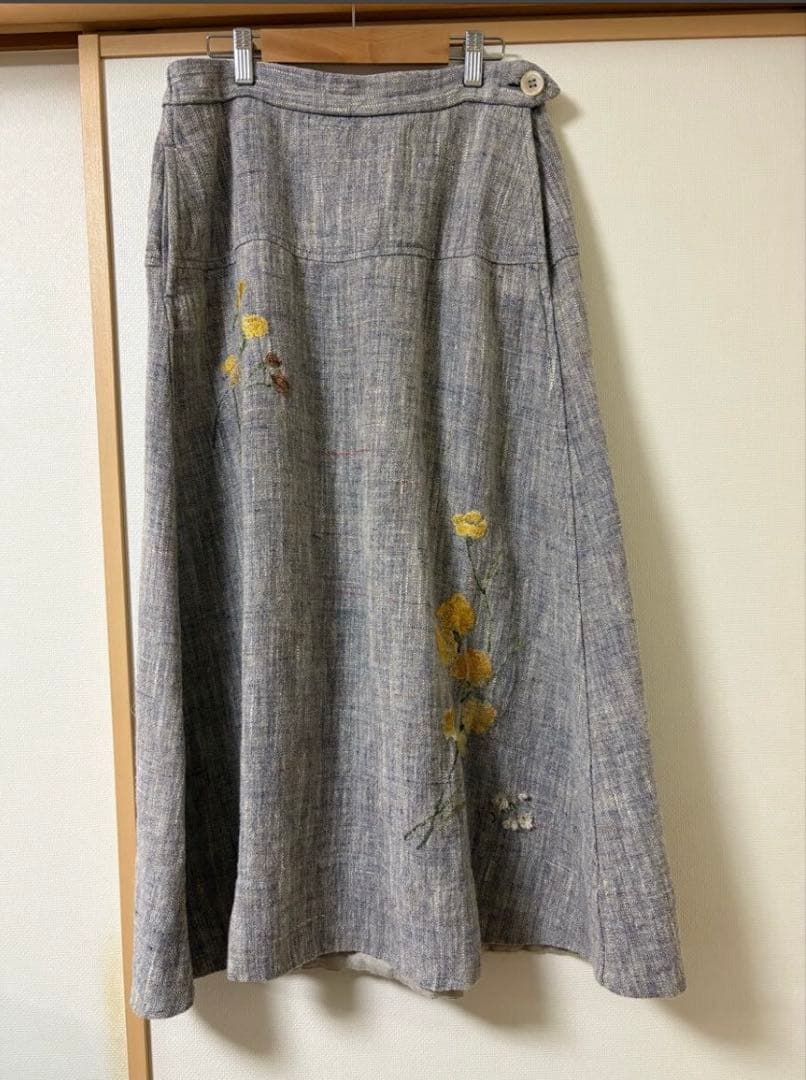 45R ★貴重★パトアシュ リネン刺繍のスカート バッグ＆コサージュ付き♪