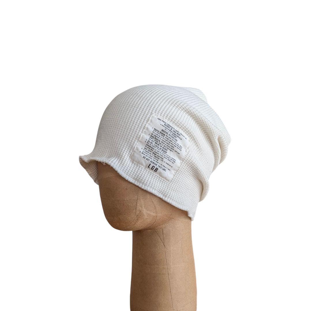 LGB ワッフル ビーニー ニット帽 美品 リバーシブル ホワイト