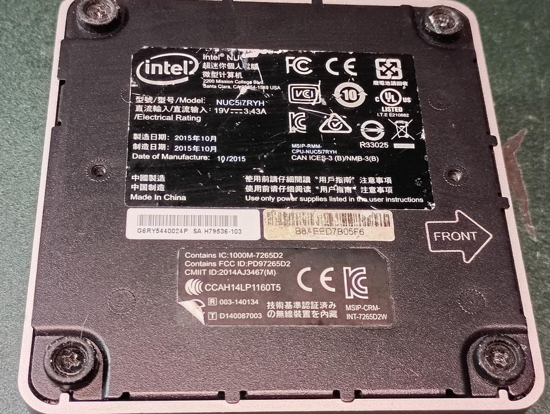 【中古】Intel NUC NUC5i7RYH Intel ※初期化済み
