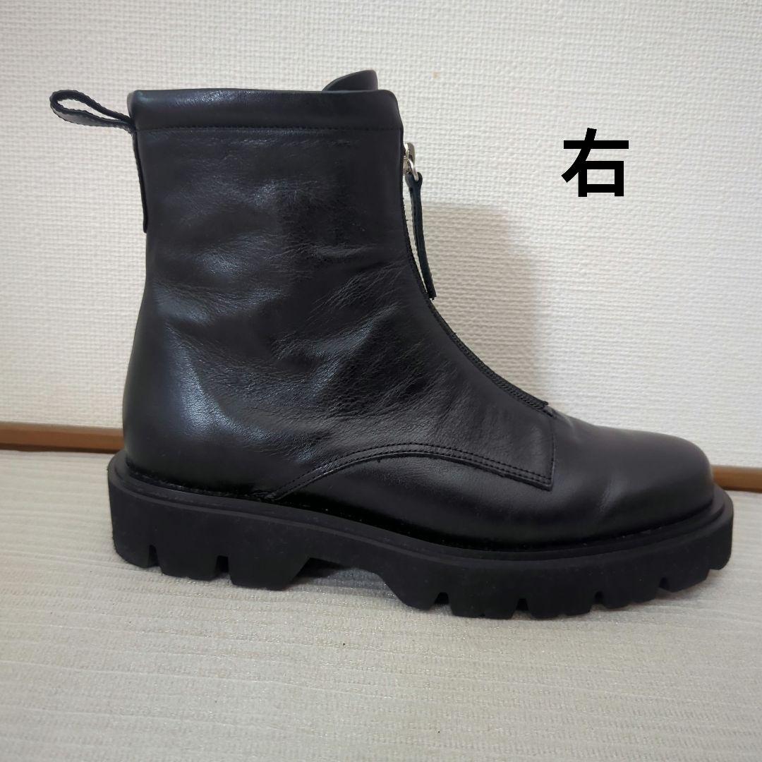 卑弥呼　レザー黒ブーツ　ジッパー付き　レディース