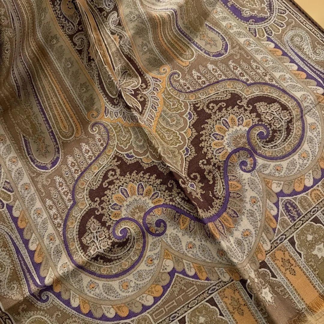 ETRO エトロ　ペイズリー柄 ストール　ブラウン　パープル