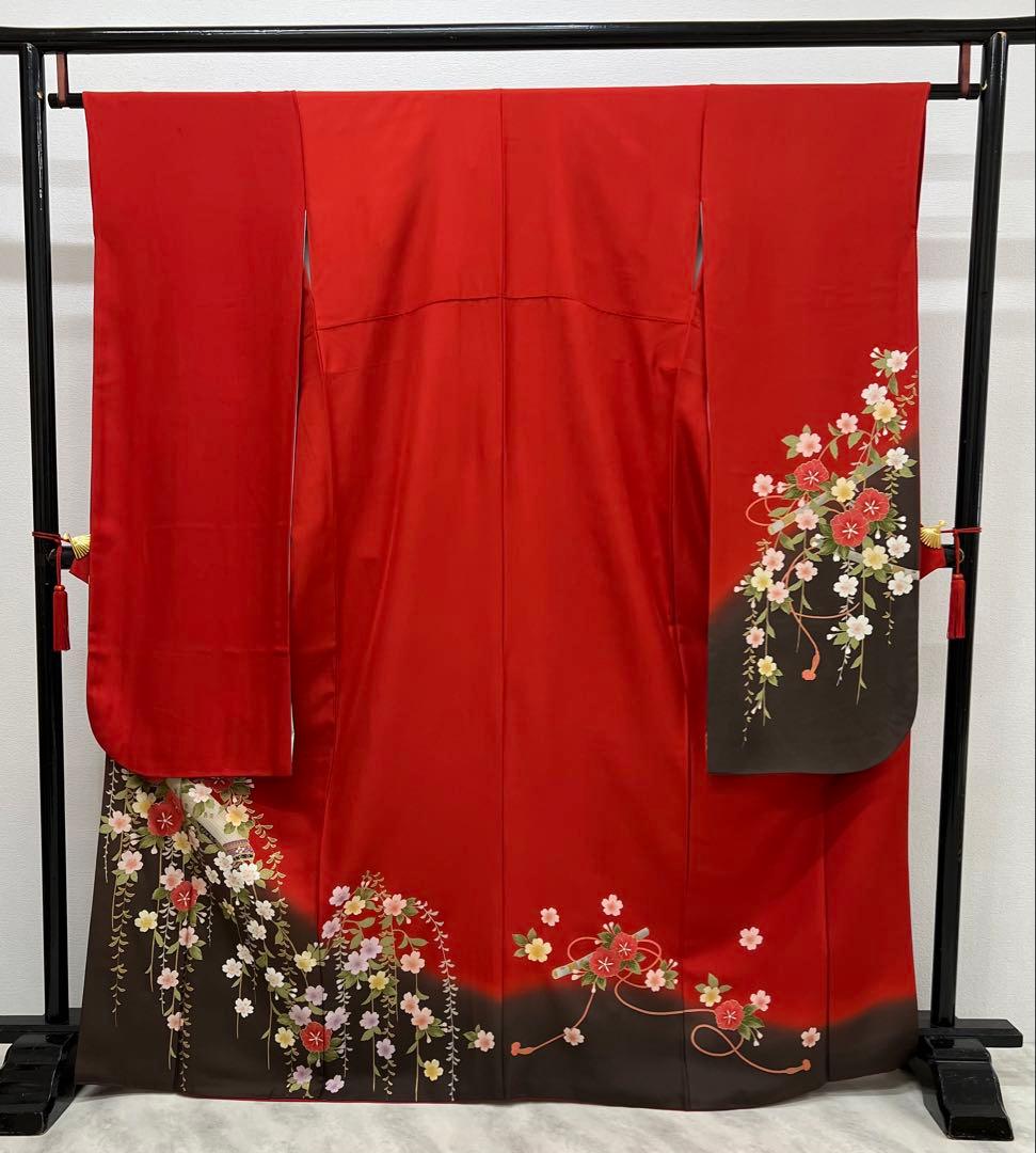 振り袖　フルセット　別誂長襦袢　赤　成人式　ガード加工　金彩加工　桜　816