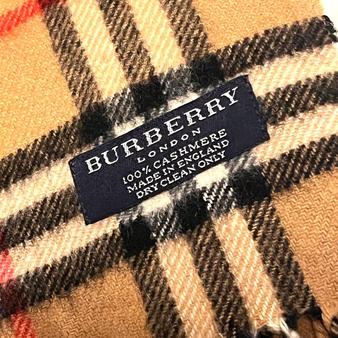 【美品】Burberry カシミヤ100% マフラー 英国製ノバチェックキャメル