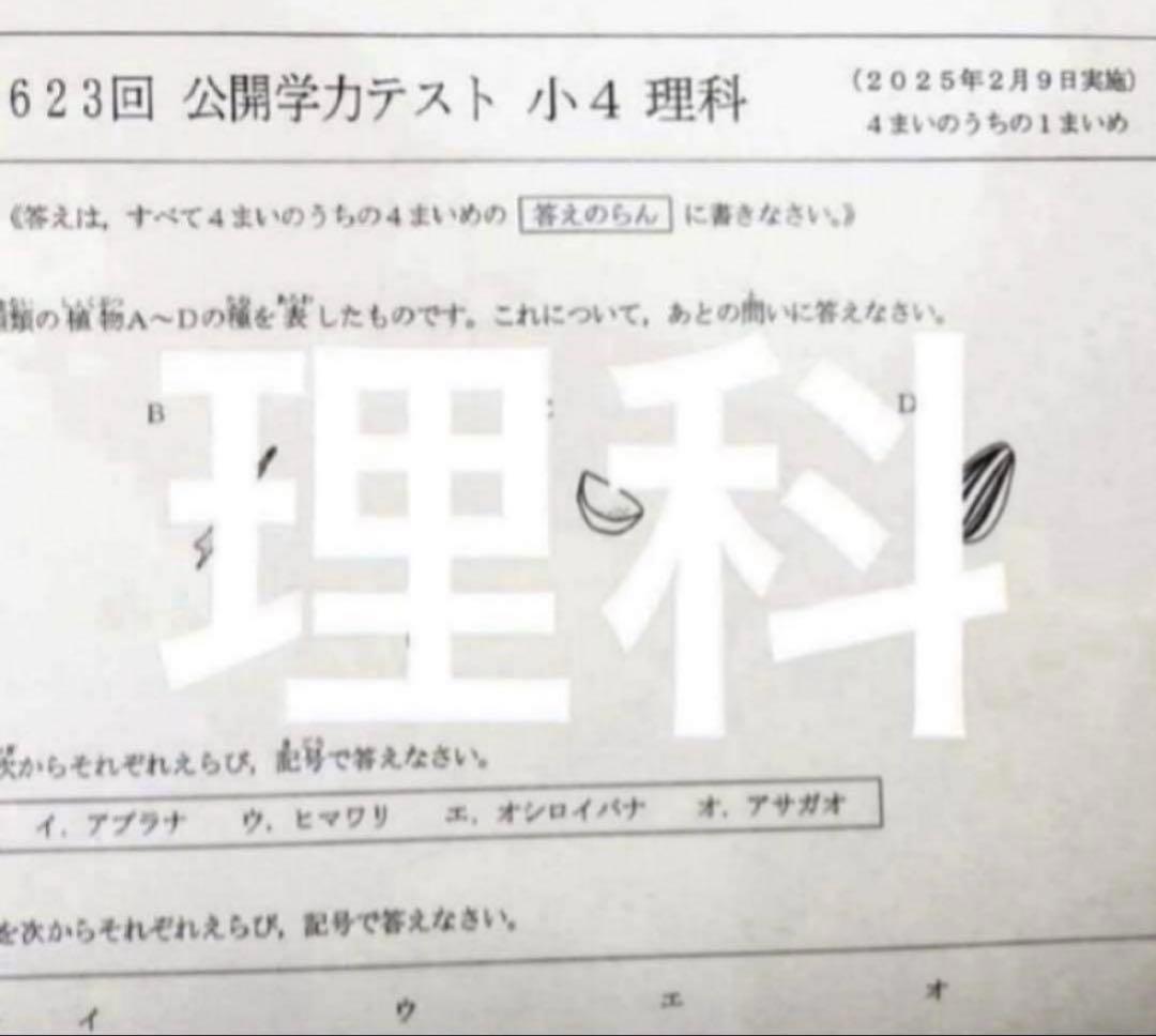最新2025年度　浜学園　小4　公開学力テスト　国語、算数、理科、社会　4科目、