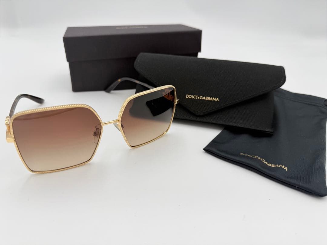DOLCE&GABBANAサングラス ゴールドフレーム ブラウングラデーション
