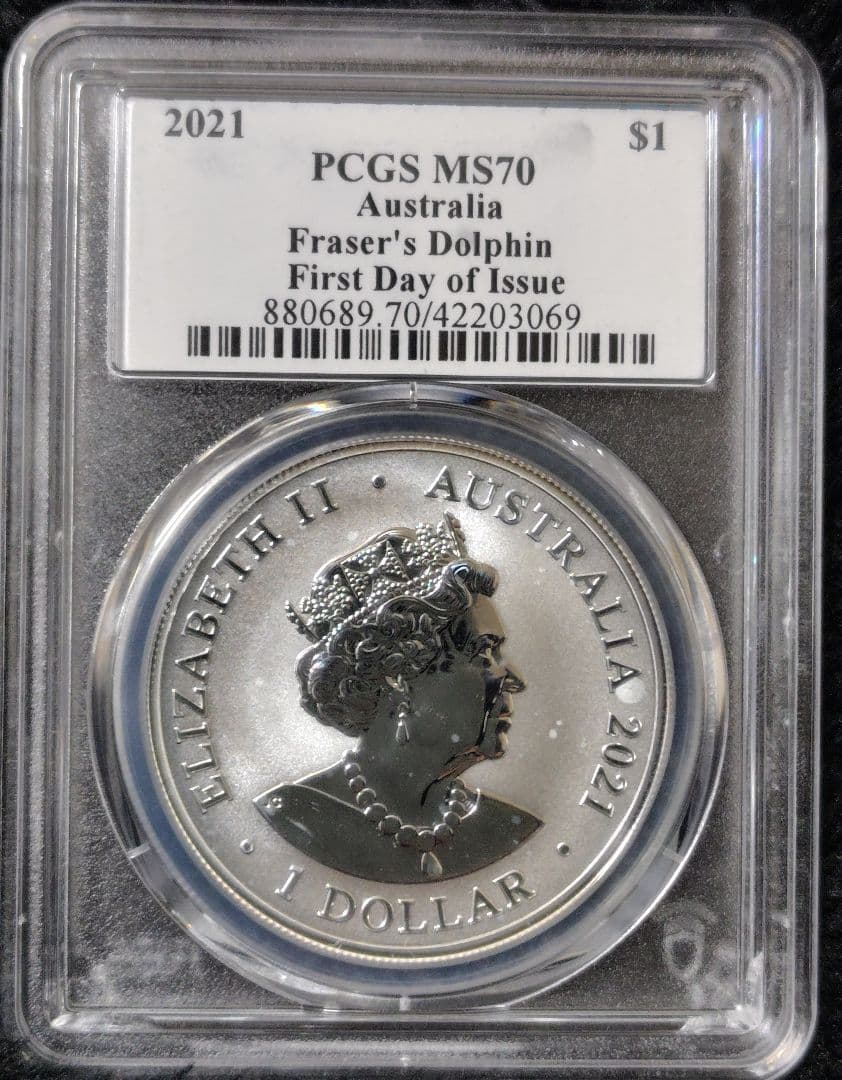 2021年 オーストラリア 銀貨 PCGS MS70 FDI イルカ 