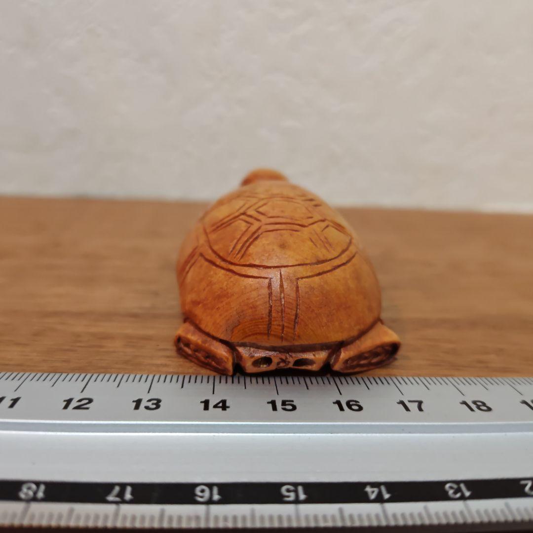 時代提物 仏教美術置根付 木彫 【亀仙人】高さ約6.6cm 重さ32ｇ☆縁起物☆