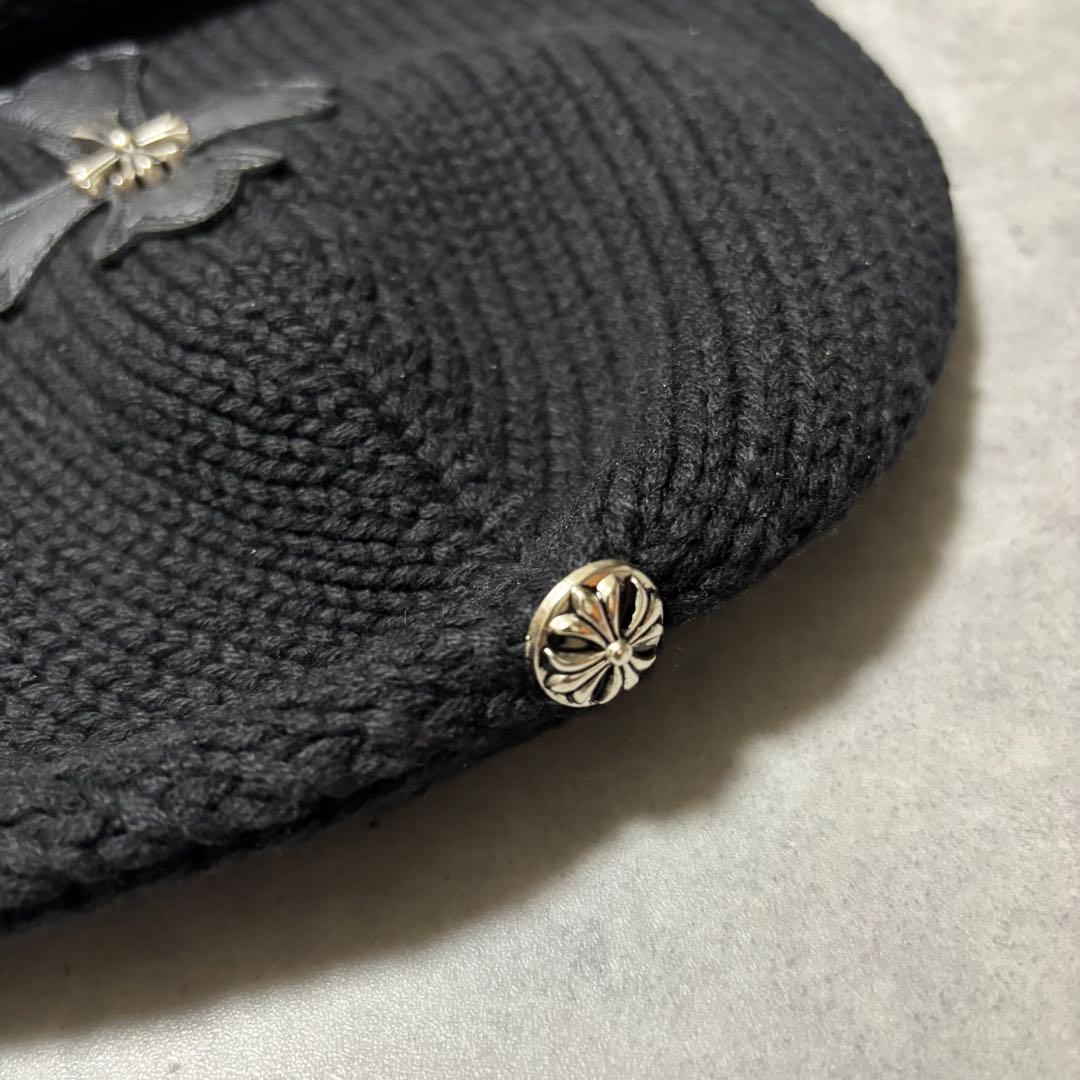 【即購入OK‼️】ニット帽 ビーニー クロス ニットCH柄刺繍 男女兼用　Y2K