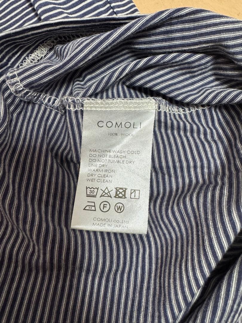 COMOLI 21ss サマーウール天竺Tシャツ 3 ボーダー
