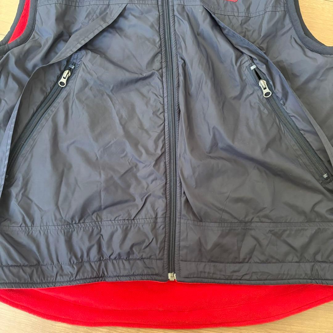 90s POLO SPORTSリバーシブル ベスト ネイビー/レッド フリース
