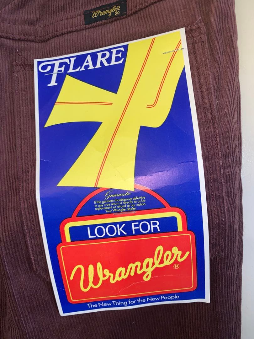 希少70’s Wranglerデッドストックコーデュロイベルボトムベルギー製茶系
