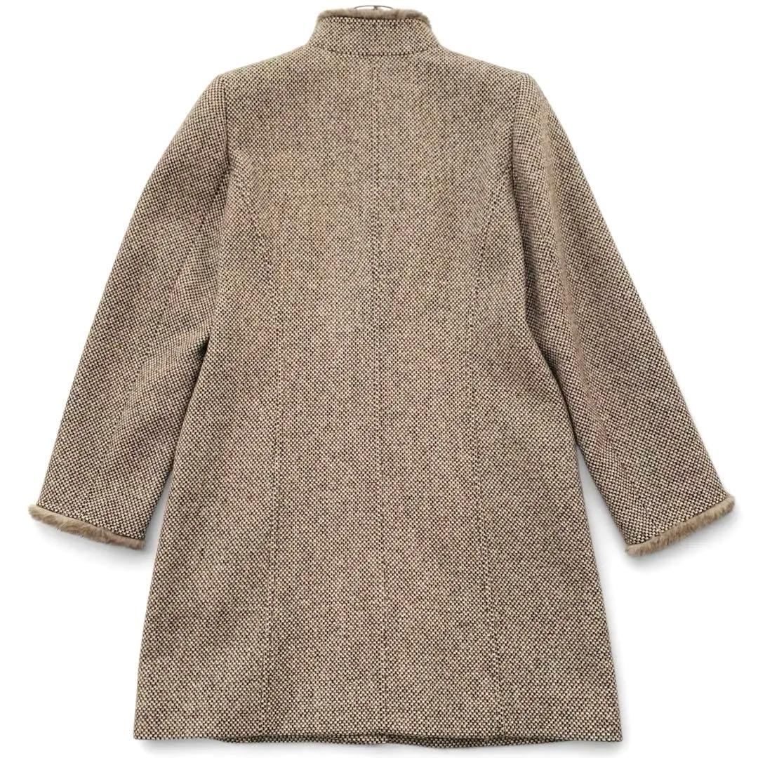 美品✨レリアン 日本製 ミンクファー付き ウール シルク カシミヤ 混紡 コート