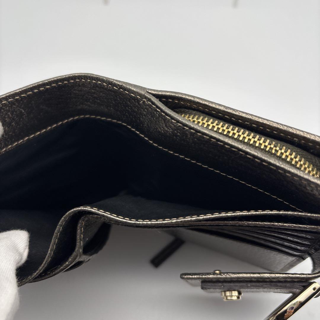 【美品・箱付】GUCCI グッチ 二つ折り財布 GGキャンバス Wホック