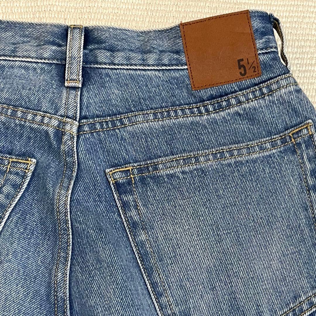スピック＆スパン　51/2 カーブラインデニムパンツ　ヴィンテージ加工　26