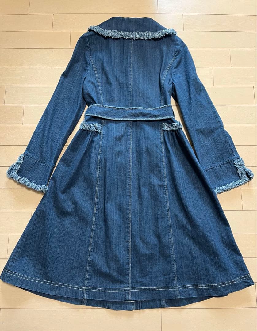 美品／M’S GRACY エムズグレイシー　デニムコート　フリンジ　ベルト付