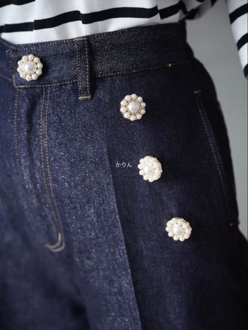 最終価格 オブリobli ラメパールデニムパンツ 定価39,050 美品