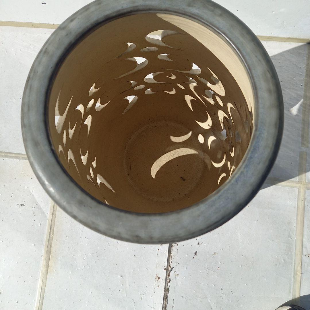 グレー 陶器製 月模様の傘立て