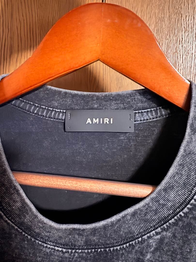 AMIRI ロゴTシャツ XL ブラック フェード加工 グリーンロゴ USA製