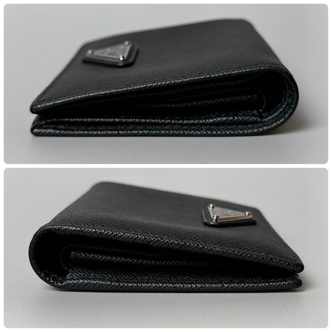 PRADA / サフィアーノ トライアングルロゴ 二つ折り財布 ブラック