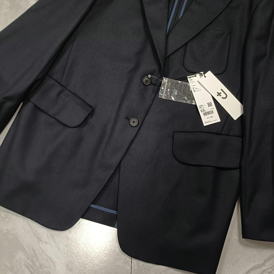 【新品】ユニクロ+J ウールテーラードジャケット カシミヤ混 XXL ネイビー