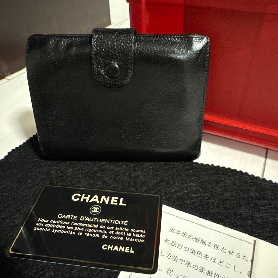 正規品　CHANEL シャネル　財布　折り財布　ブラックレザー