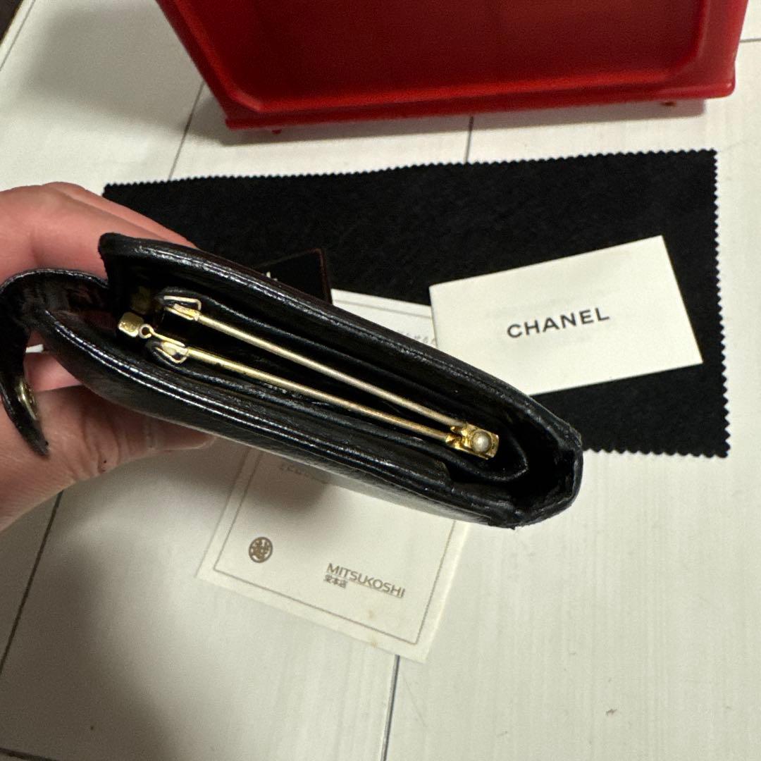 正規品　CHANEL シャネル　財布　折り財布　ブラックレザー