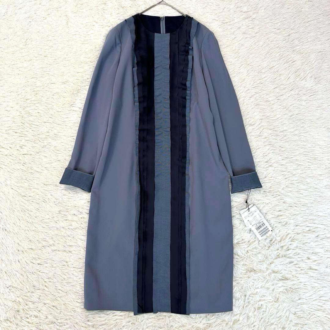 新品✨定価9.2万 ランバン センターラッフルワンピース フォーマル ブルー M