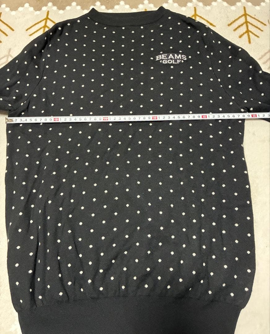 BEAMS GOLF ビームスゴルフ 毛100% ウールニットドット柄ブラック