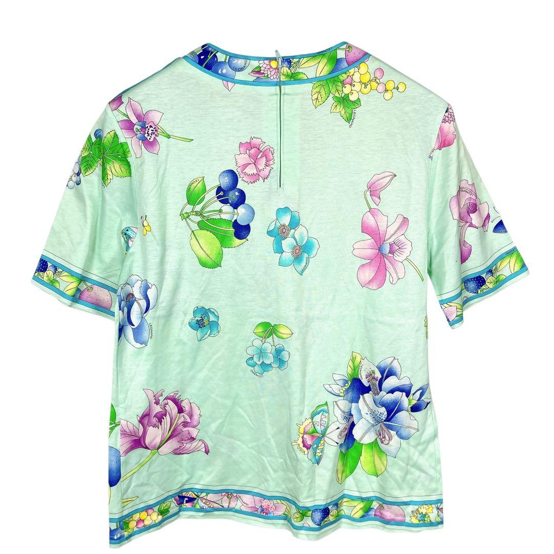 マカ102 レオナール 半袖カットソー Tシャツ 花柄 コットン Lサイズ