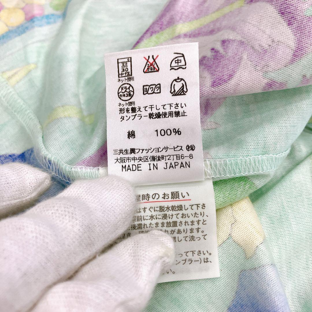 マカ102 レオナール 半袖カットソー Tシャツ 花柄 コットン Lサイズ
