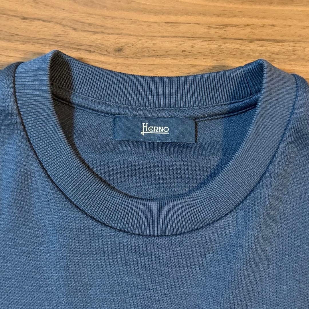 HERNO❤︎ニット調❤︎コットンジャージー❤︎クルーネック❤︎カットソー❤︎46