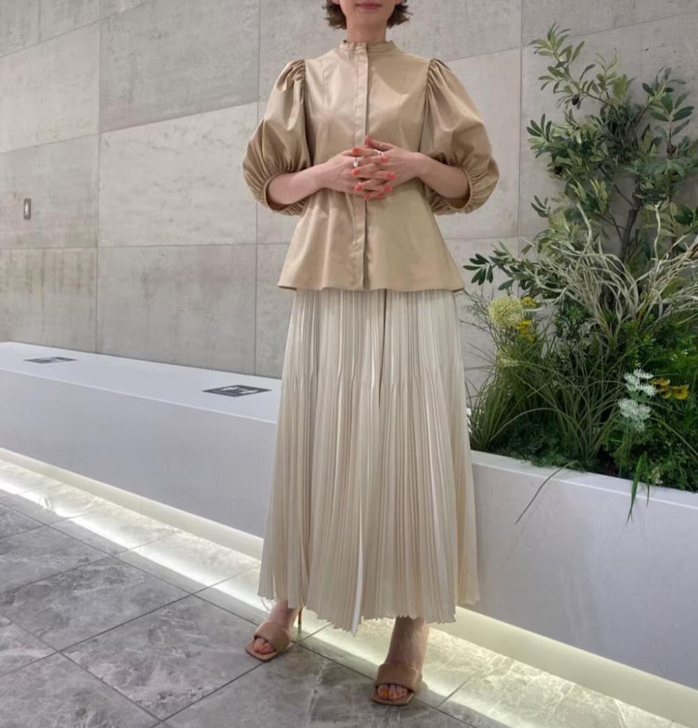 美品 アストラット 3,3万円 高級プリーツスカート マキシスカート ホワイト