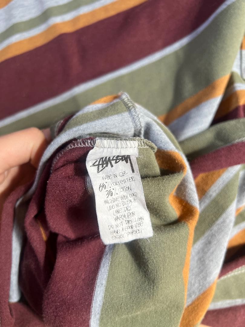 Stüssy ボーダーTシャツ XL 刺繍ロゴ KING SIZE