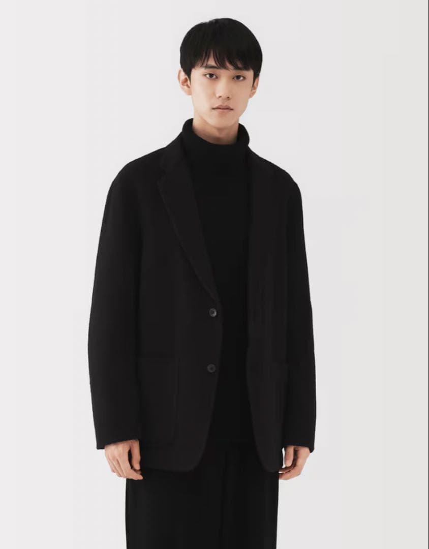 【MUJI LABO】24aw即完紳士カシミヤ混テーラードジャケット希少XL黒