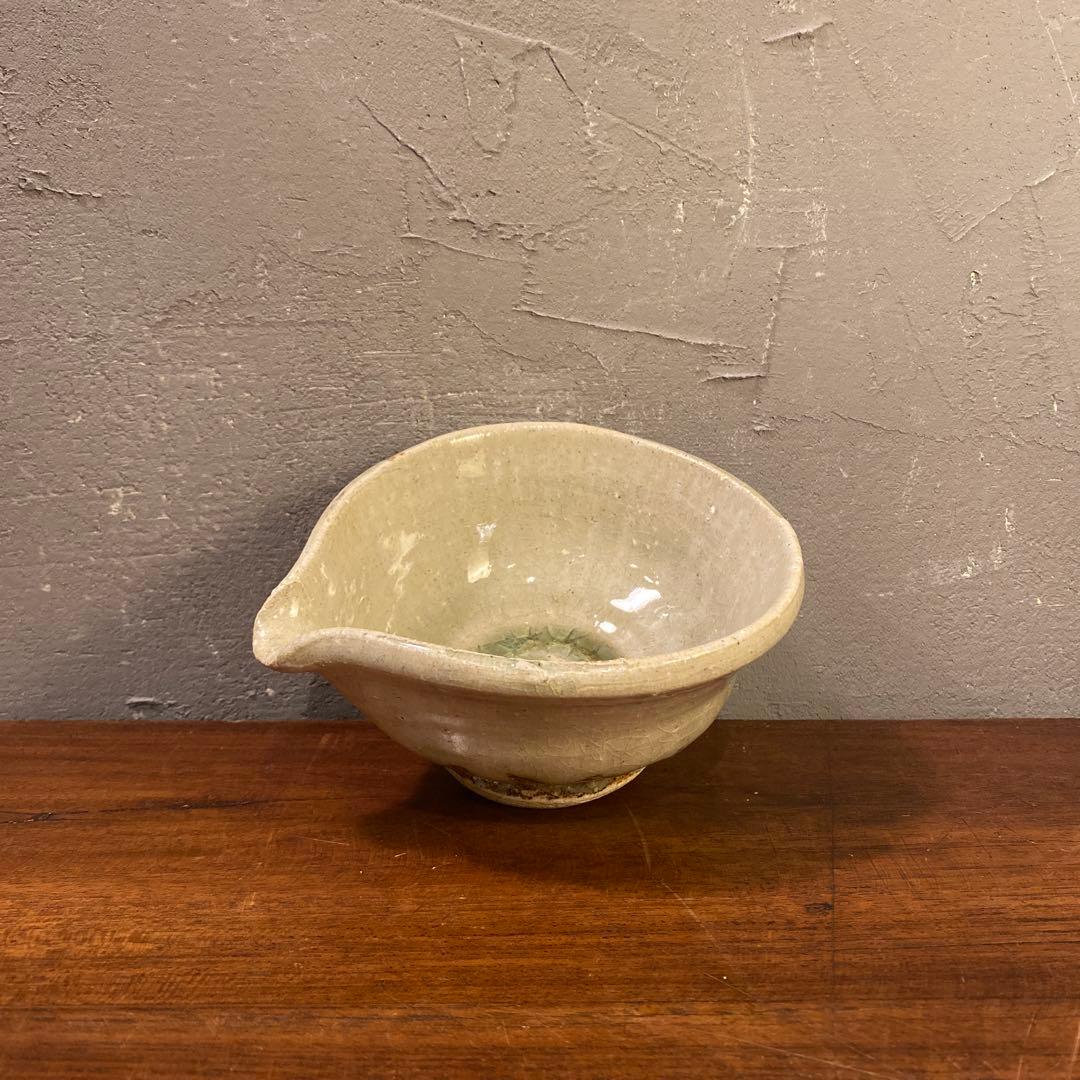 A.時代物 骨董品 湯冷し 片口鉢 萩焼 清水 釉薬 貫入 陶器製 コレクション