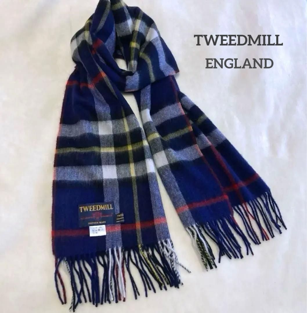 TWEEDMILL ツイードミル イギリス製 大判ストール チェック ネイビー