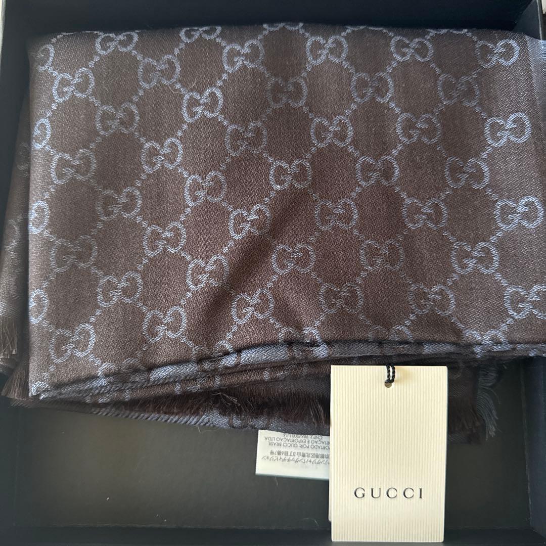 GUCCI GGパターン ストール ダークブラウン・ネイビー