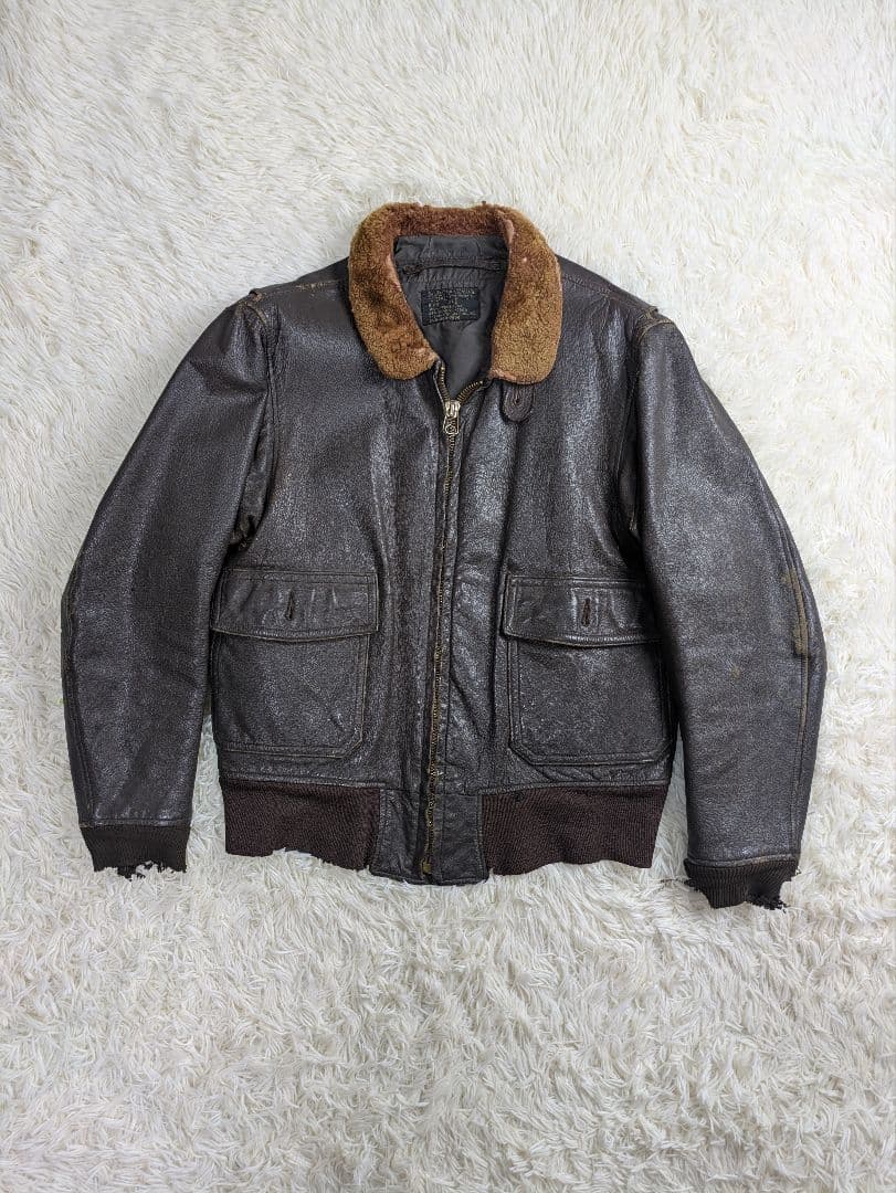 実物 60s サイズ42 G-1 USN レザージャケット