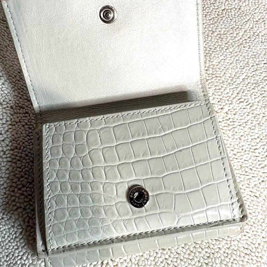 SAINT LAURENT PARIS サンローラン 三つ折り財布　クロコ型押し