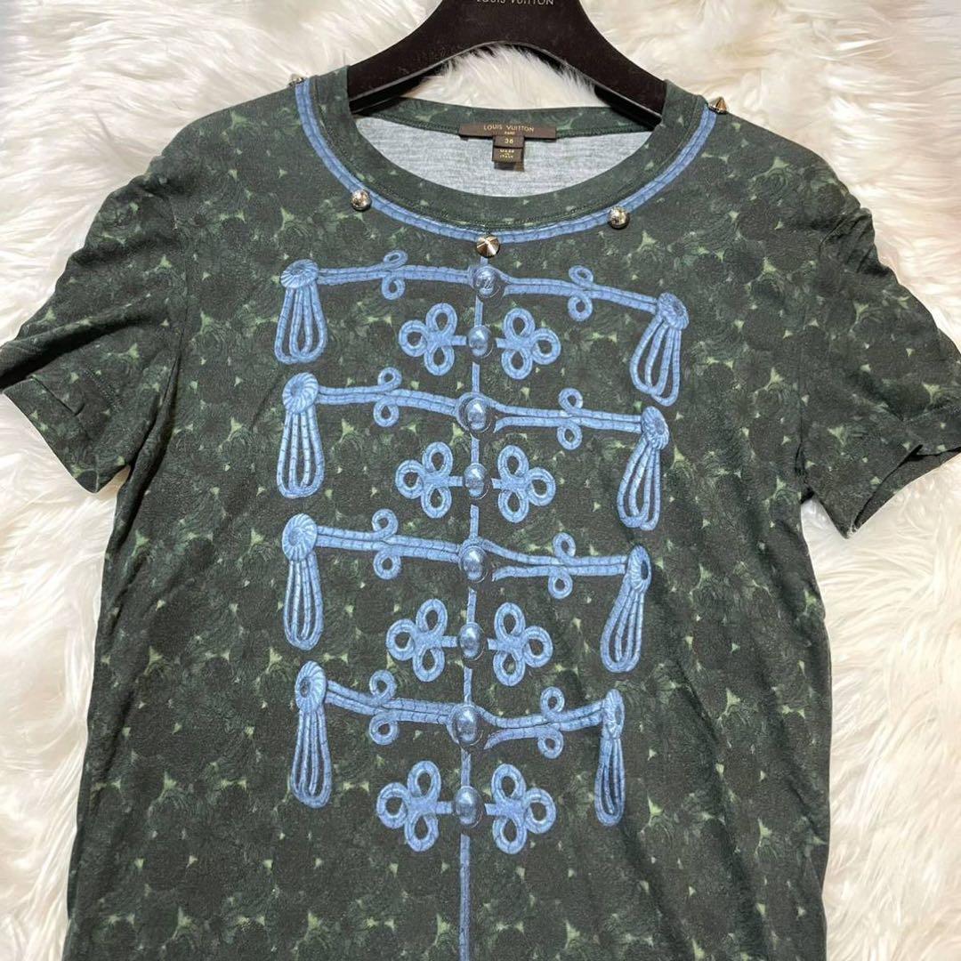 本物 美品 ルイヴィトン スタッズ付き ナポレオンアート Tシャツ チュニック