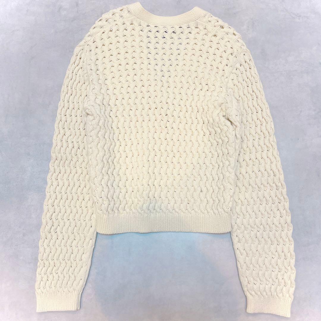 極美品◆セオリー Rounded Cotton Cable Cardigan S