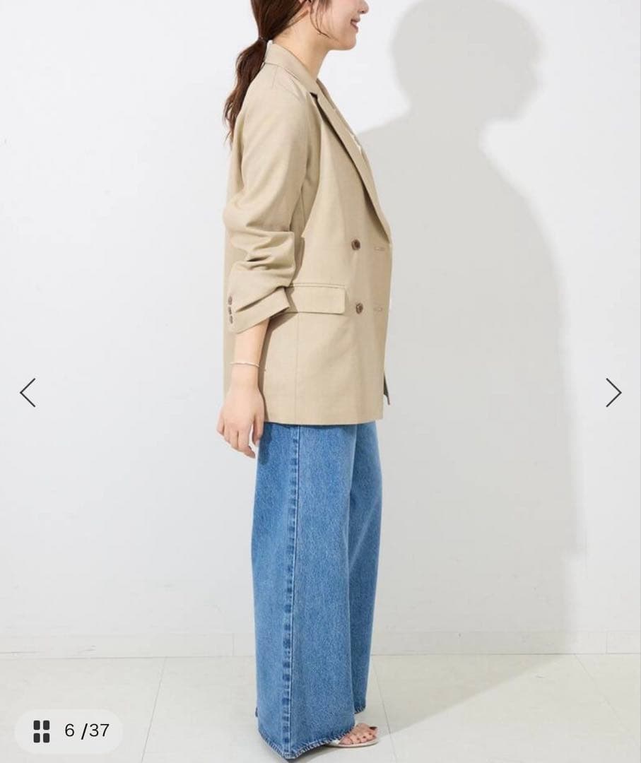 25SS 美品SLOBE IENAツイルダブルブレストジャケット　36